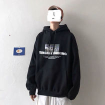 Pure cotton mens even hat guard clothes loose trend harbor wind long sleeves jacket jacket autumn winter plus suede thickened student