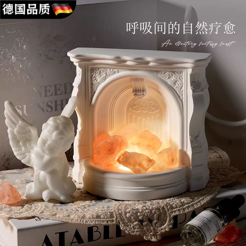 德国天使壁炉香薰礼盒扩香石摆件小众家居装饰小夜灯女生生日礼物