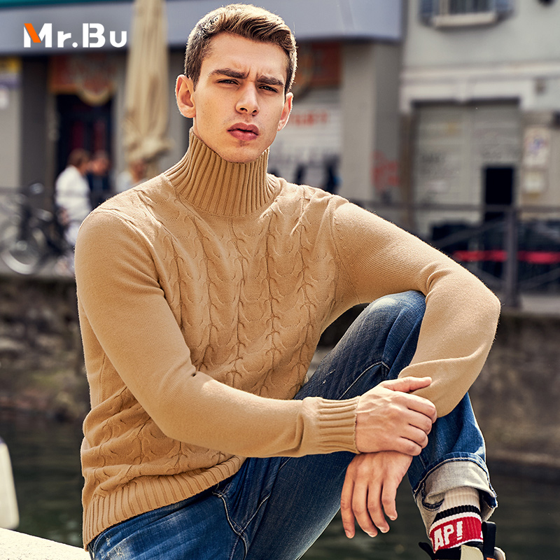 MrBub Mr. Gao collar pure color men's wool sweater casual thick and warm knit to beat bottom male KT00872 break code 