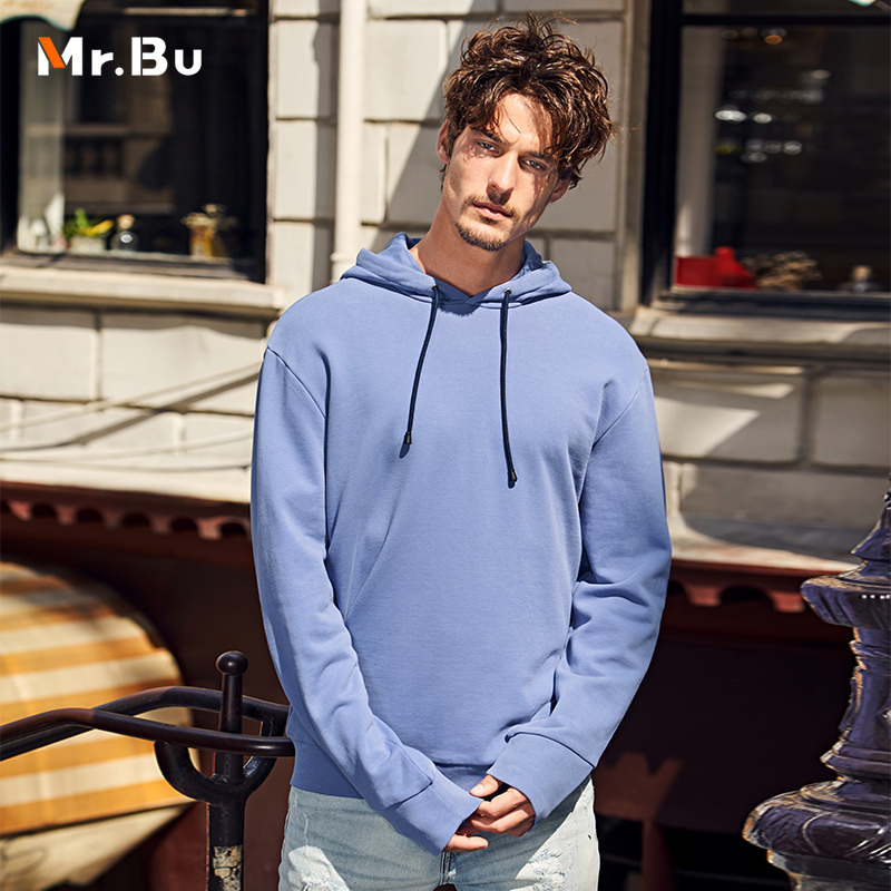 Mrbu Casual Long Sleeves Thickened Pure Color Tandem Hat Sportshirts Street Wind Trendy Minimalist Hooded Sweatshirt Male KT00877