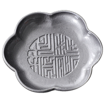 Retro old tin coaster Japanese tea cup holder non-slip insulation old pure tin tea ceremony accessories saucer metal mat