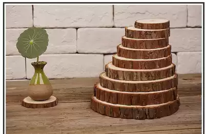 Children's suit jewelry Oil painting thick wood pallet small wooden stake piece tree log tree wheel Small wooden pier Wooden pile Painting ring