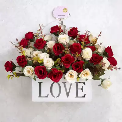 Dry flower decoration decoration hanging wall hanging net red wall background dining room non-perforated balcony yoga studio entrance