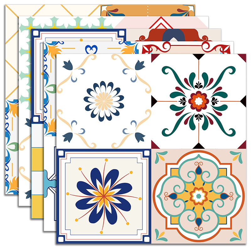 Boho Wall Stickers Self Adhesive Waterproof Wallpaper Powder Room Bathroom Kitchen Balcony Ground Wall Decor Stickers