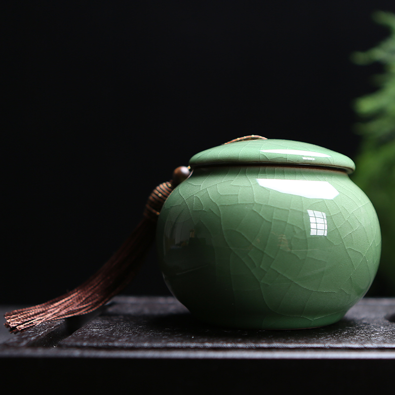 Tea canned ceramic tea warehouse, ceramic small travel travel travel portable sealed tea box tea box tea packaging