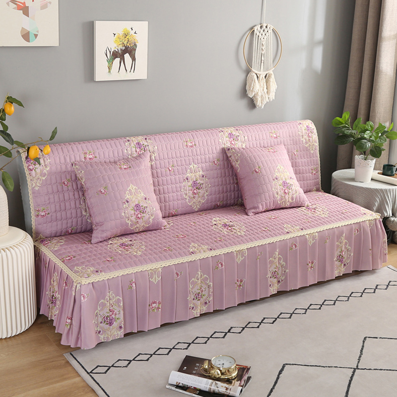 Thickened Armless Sofa Mattress Towel Simple Folding Sofa Cover Hood Universal Semi-Covered Sofa Bed Skirt Removable