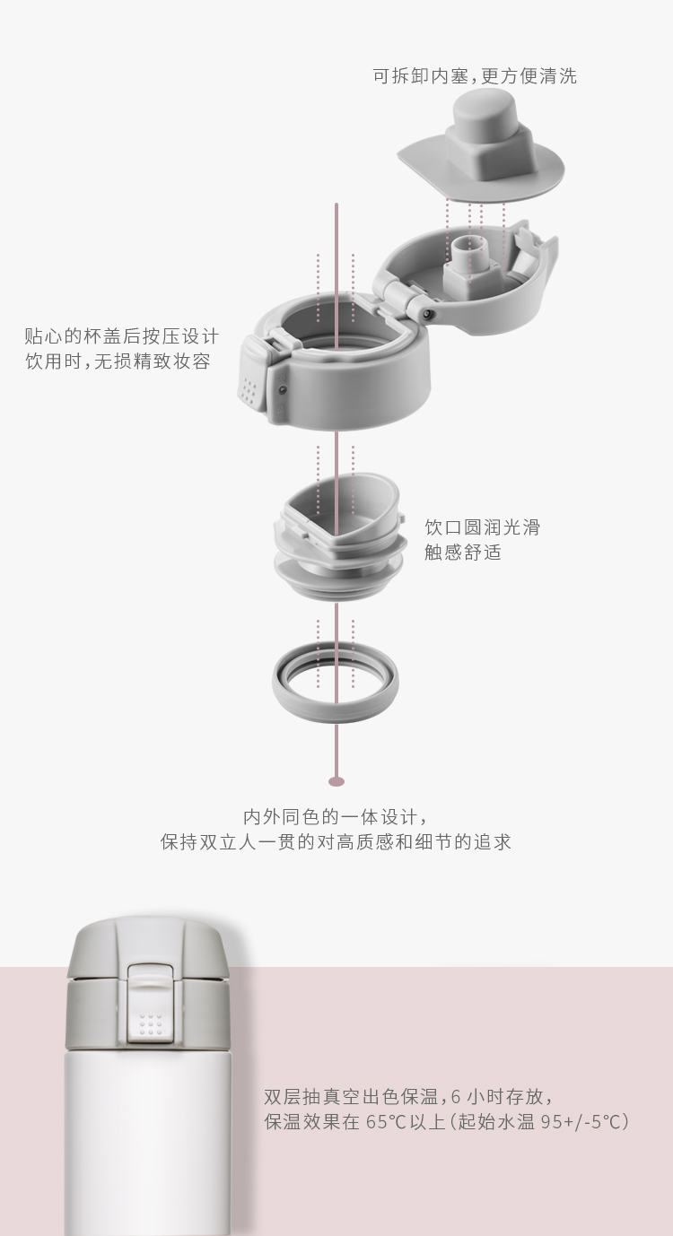 双立人 星享系列 双层真空保温杯 420ml 一键开合 图3