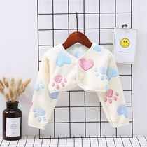 Child care shoulder sleeping with warm protective shoulder thickened with velvety baby anti-chill long sleeve baby protective backhand Anti-freeze