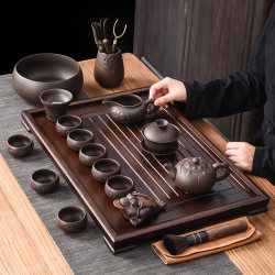 Purple Clay Kung Fu Tea Set Home Living Room Drainage Tea Tray Tea Set Modern Simple Chinese Retro Complete Set