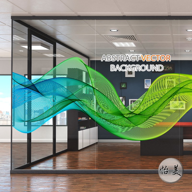 Custom simple geometric lines office enterprise company door and window decoration uv electrostatic transparent glass film sticker