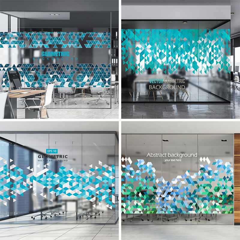 Bloom space geometric uv electrostatic high transparent glass film company business stickers office partition decorative stickers