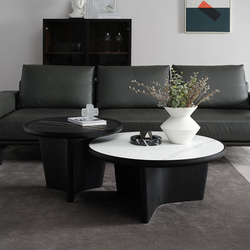 Black and white combination coffee table Wave Italian modern simple ceramic stone pattern glass finish coffee table corner a few) know ma home