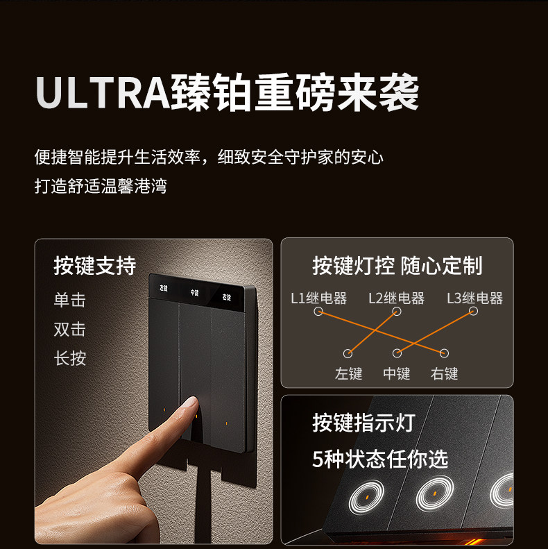 Интеллектуальный выключатель 【升级mesh2.0】平头熊akultra臻铂智能开关已接入米家app小爱 Ptxzn