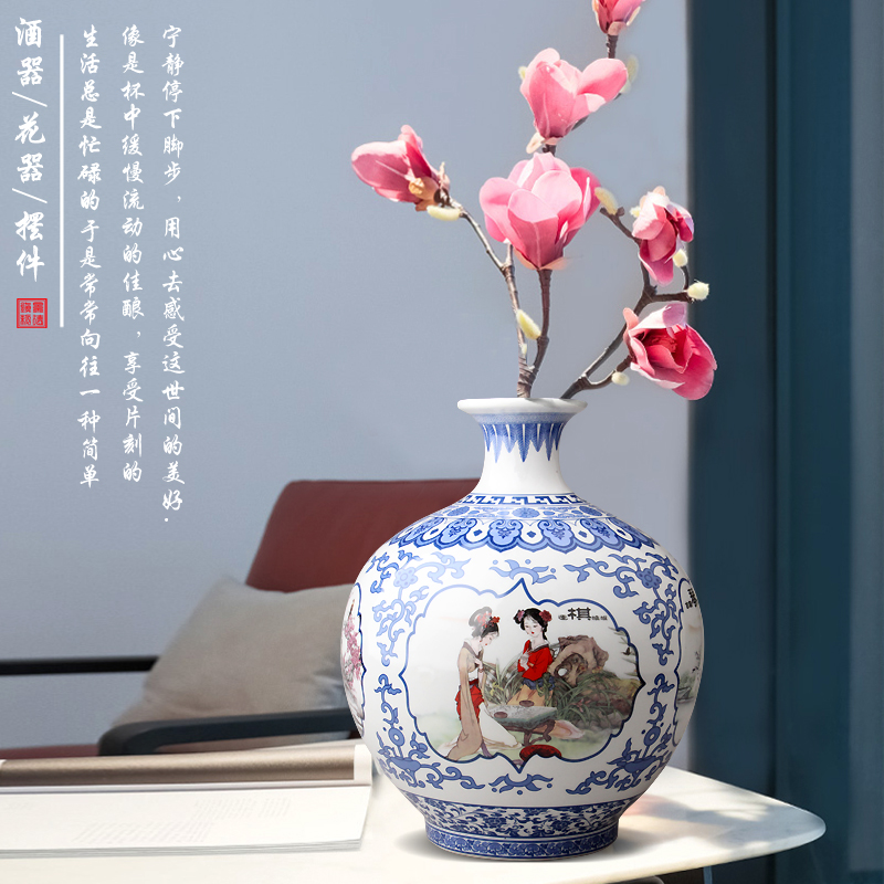 Jingdezhen ceramic bottle 5 jins of 10 jins to chang e creative household little hip seal wine jar