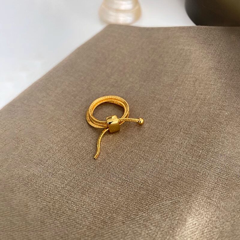 Кольцо Snake Bone золотистое