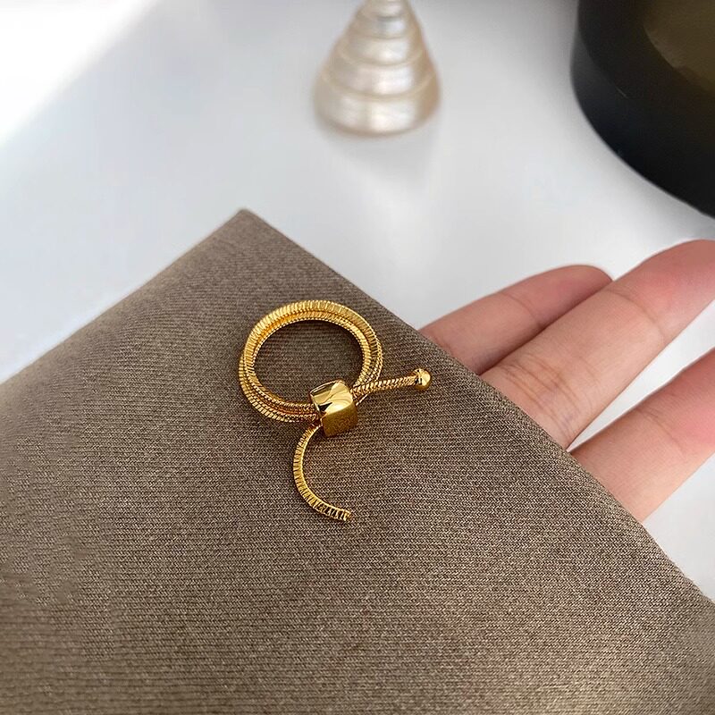 Кольцо Snake Bone золотистое