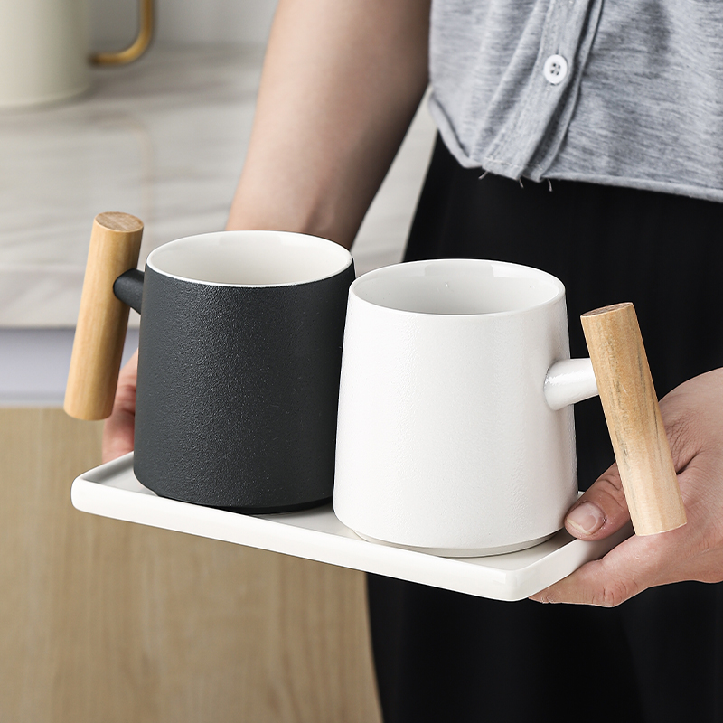 Chinese frosted wood handle ceramic gargling cup lovers suit a toothbrush cup wash cup tooth cylinder pair of home ideas