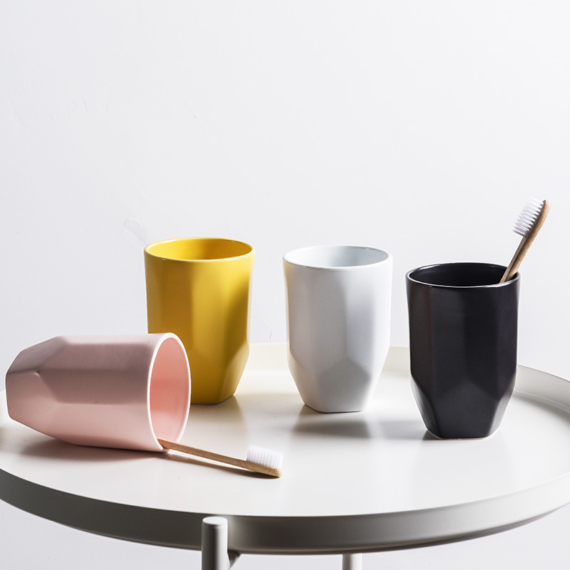 Nordic Ins Style Geometric Pink Teenage Girl Hearts Ceramic Lovers Wash Cup Gargling Cup Brushing Cup Trays Suit-Taobao