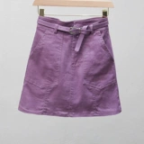 Джинсовая юбка, сиреневая мини-юбка, белая цветная юбка в складку, высокая талия, в корейском стиле, А-силуэт