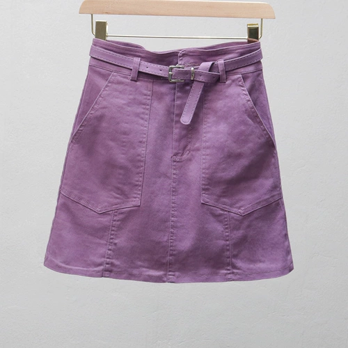 Джинсовая юбка, сиреневая мини-юбка, белая цветная юбка в складку, высокая талия, в корейском стиле, А-силуэт