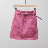 Джинсовая юбка, сиреневая мини-юбка, белая цветная юбка в складку, высокая талия, в корейском стиле, А-силуэт