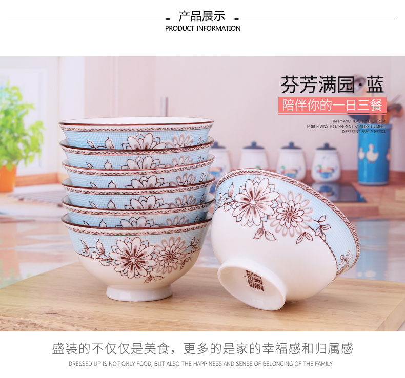 The microwave home for 10 sets job 5 "special Chinese high ceramic bowl chopsticks soup bowl