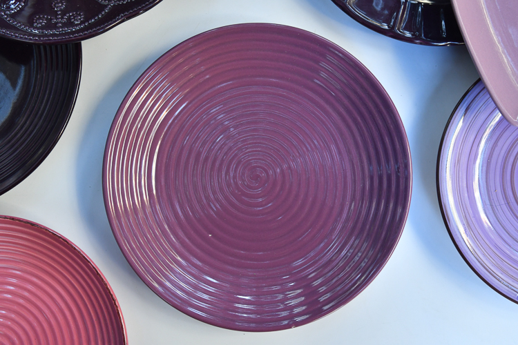 Purple color plate tableware ceramics porridge bowl of soup bowl dish dish plates household Nordic dinner plate, defective