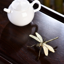 Tangqian alloy tea cover cover iron pot cover home retro cover creative Dragonfly bracket tea ceremony decoration tea pet pet