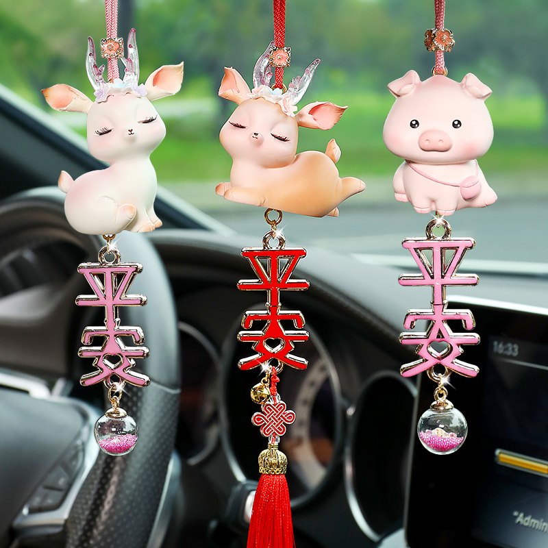Car pendant car interior charm safe voyage 2021 new pendant with cute deer car goddess style pendant