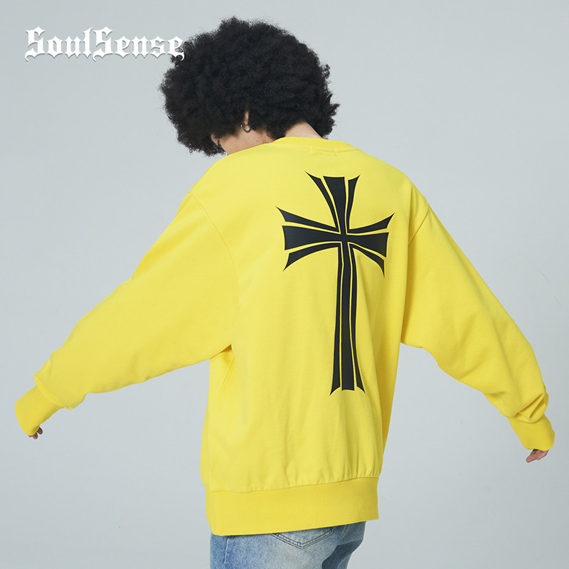 SoulSense Cross Star Same Print Circle Too Loose Couple with Leisure Sweater