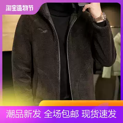 Wu Cuiying winter 2020 men's popular granular velvet embroidered woolen hooded jacket jacket warm tide 004