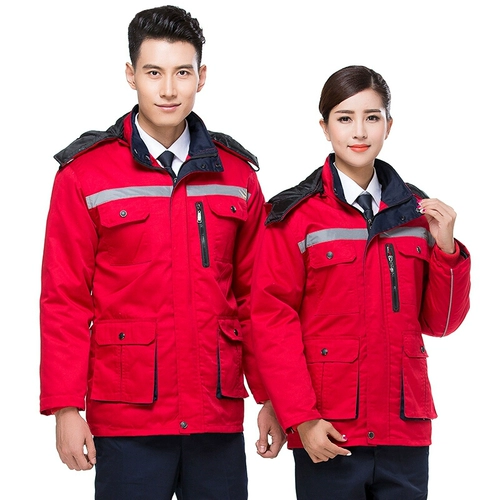 Удерживающая тепло съёмная светоотражающая куртка для работы, пуховик, увеличенная толщина