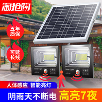 Human body voice-activated induction split solar light courtyard outdoor home outdoor waterproof one-drag two floodlights