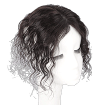 Wig for women thin curly hair on top of head real hair to cover white hair large wavy fluffy head of wool curly hair piece