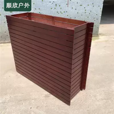 Custom rectangular outdoor anti-corrosion wooden flower box Commercial street flower box Solid wood park isolation wooden outdoor flower box