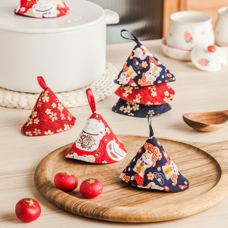 Enamel Pan Anti-Burn Cap Cute Triangle Cover Cap Kitchen Casserole Pan Ear Pan Handle Insulation Cartoon Cloth Art Glove Clip