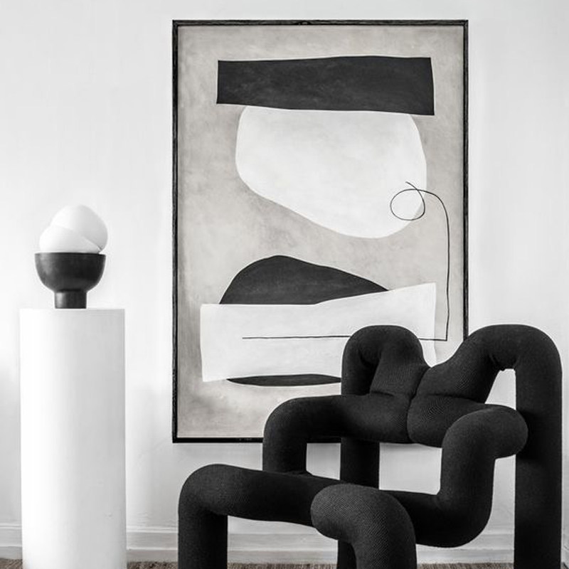 YZS Nordic extremely simple wind oil painting Living room Large Floor Painting Dining Hall Wall Black And White Grey Drawing Room Decoration Painting