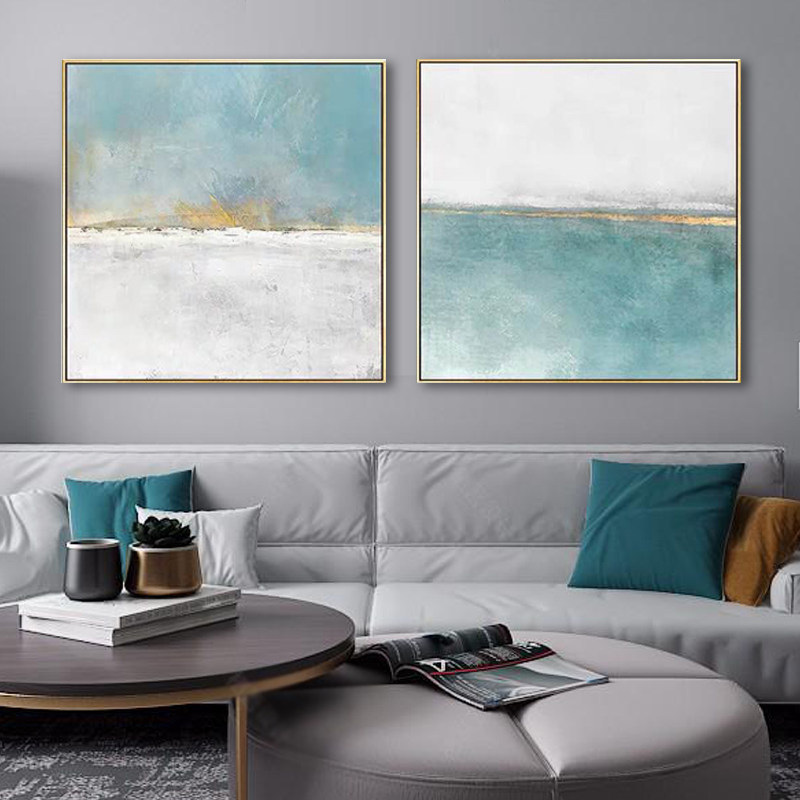 Nordic living room decoration painting oil painting double simple modern sofa painting corridor end porch wall square hanging painting