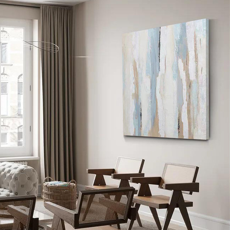 YZS original extremely minimalist white abstract painting drawing room background square hand-painted oil painting Nordic dining room Xuanguan hanging painting