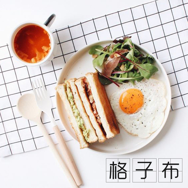 Japan-style South Korea Black White Plaid Shooting Flowers Props Ins Wind Photo Decoration Photography Small Objects Background Cloth Kindergarten Swing Beat Food Web Red Cake Dessert Picnic Cloth Card Paper Items