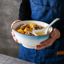 Nordic style ceramic noodle bowl 8 inch bowl single household simple soup bowl creative noodle restaurant special eating noodle bowl