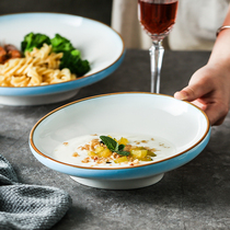 Nordic ceramic soup plate household deep plate salad plate dish plate creative Net red plate breakfast plate hotel dedicated