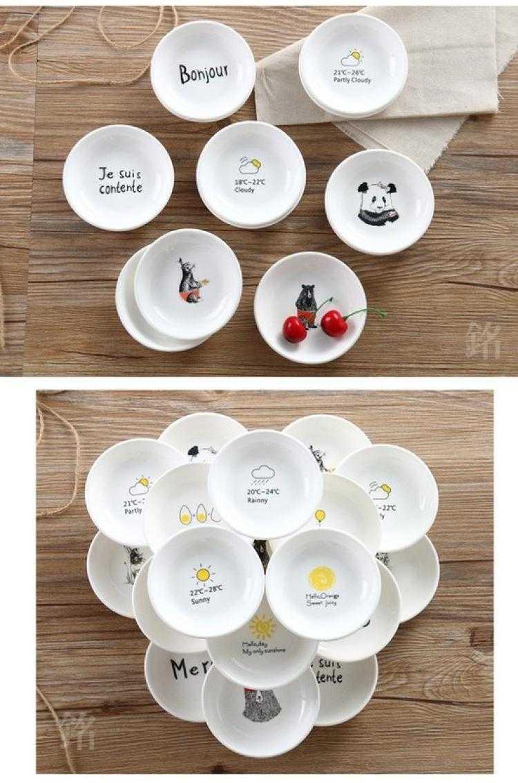 Spitting small ceramic plate plate ipads residue household table plate garbage 4 "lovely small flat round ipads