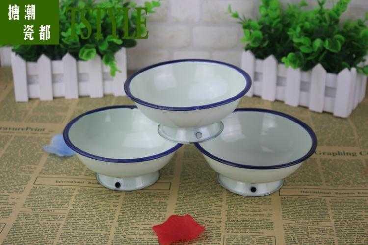 Ten packages mailed enamel high nostalgic old enamel enamel bowl bowl to eat noodles bowl bowl 10 to 18 cm