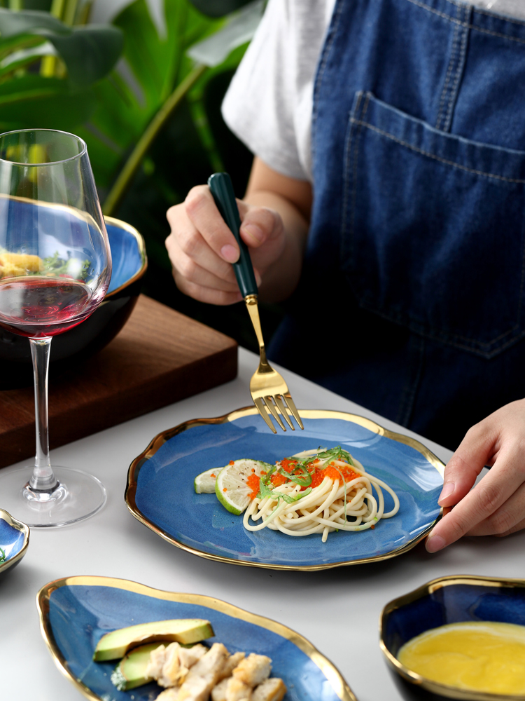 European blue bowl dish tableware ceramic bowl up creative jobs up phnom penh wave suit dish meal home star