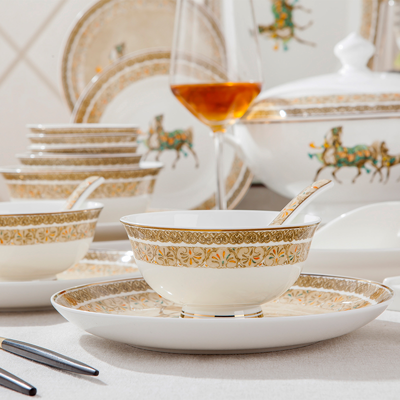 Dishes suit household combination of European jingdezhen ipads porcelain tableware Dishes chopsticks Chinese ceramic bowl Dishes for dinner