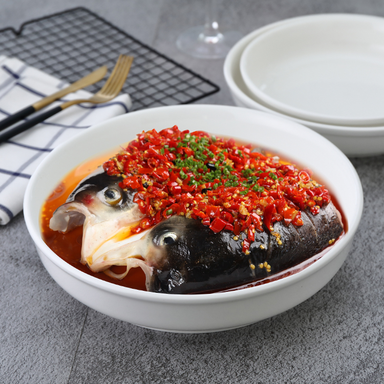 Pepper ceramic plate cold dish fish head pure Chinese cabbage dish special disc fruit creative dishes steamed fish household tableware