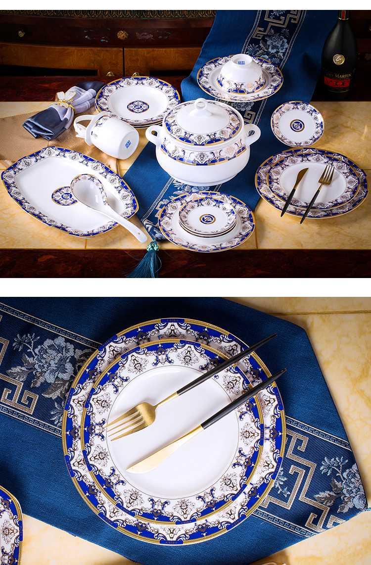 Jingdezhen ceramic tableware suit 60 heads of household of Chinese style dishes suit ceramics group contracted dishes chopsticks