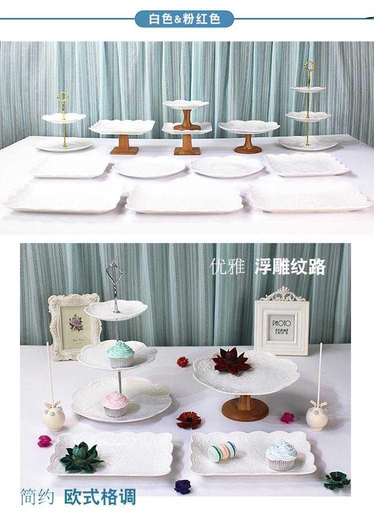 Wedding dessert table decoration furnishing articles show ceramic European tea buffet table cake dessert tray shelf