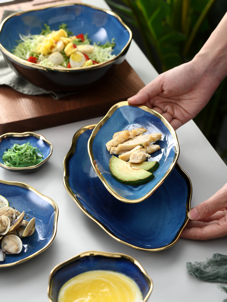 European blue bowl dish tableware ceramic bowl up creative jobs up phnom penh wave suit dish meal home star